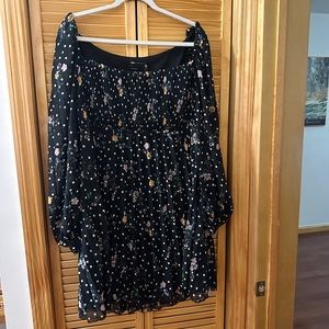 ASOS DESIGN square neck pleated mini skate dress in dot floral